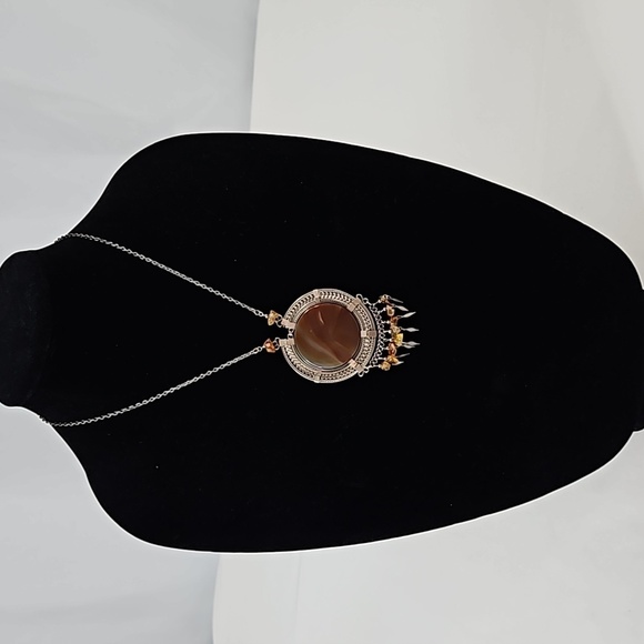 Earth Tone Boho Chic Silver Necklace - Picture 1 of 3